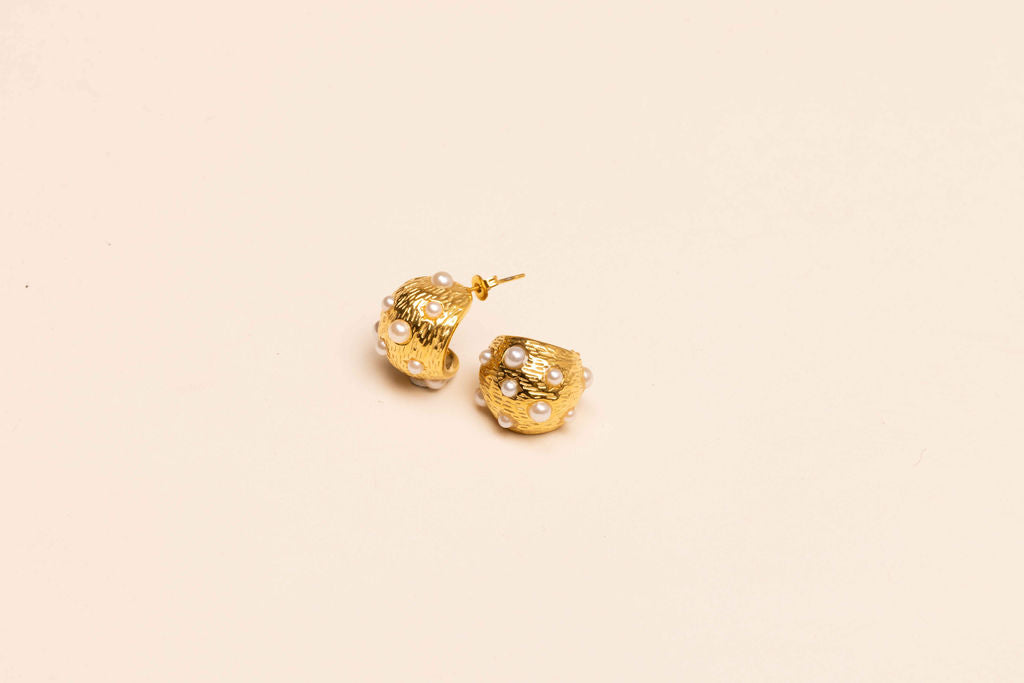 Aretes Arracada con Perla